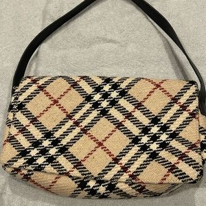 Vintage Burberry Beige Nova Check gabardine/ leather Shoulder Bag